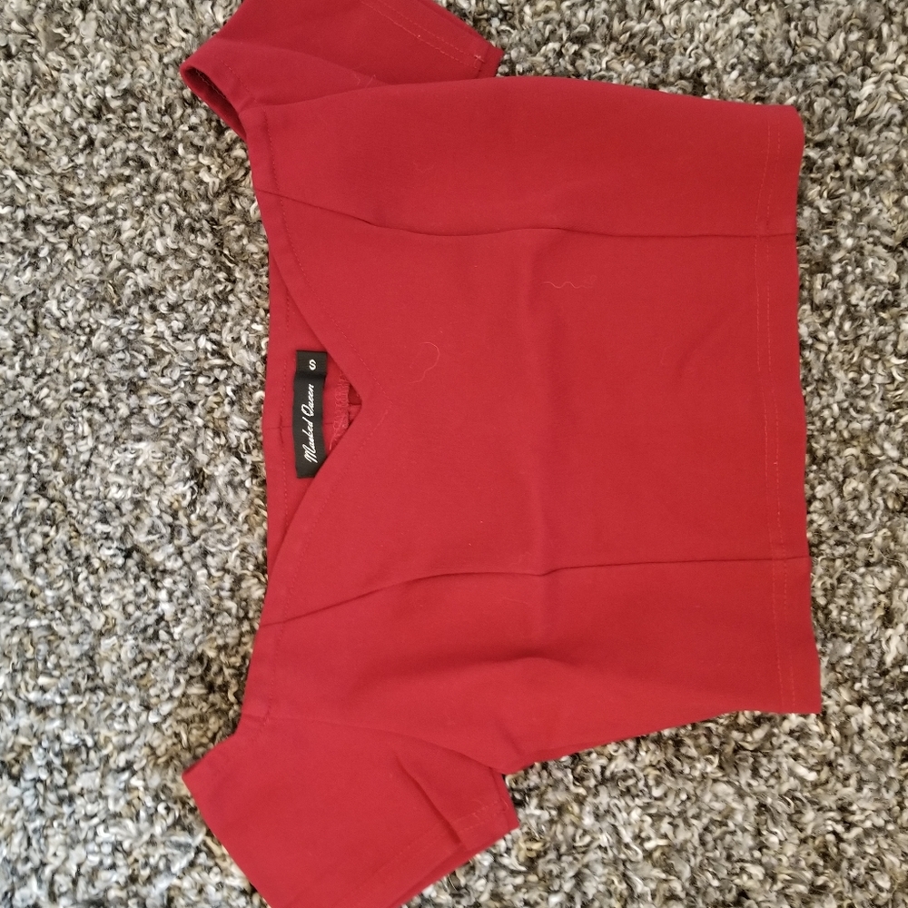 Red off shoulder crop top